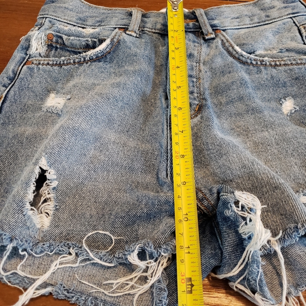 Zara 1975 Womens Bohemian Festival Button‎ Fly High Rise Denim Jean Shorts Sz 2 - Picture 9 of 10
